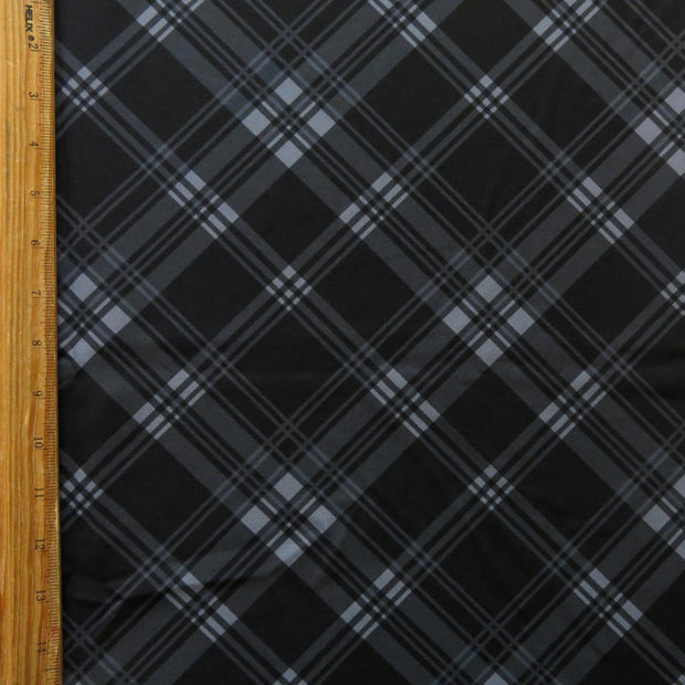Black/Grey Plaid Flow Stretch Boardshort Fabric