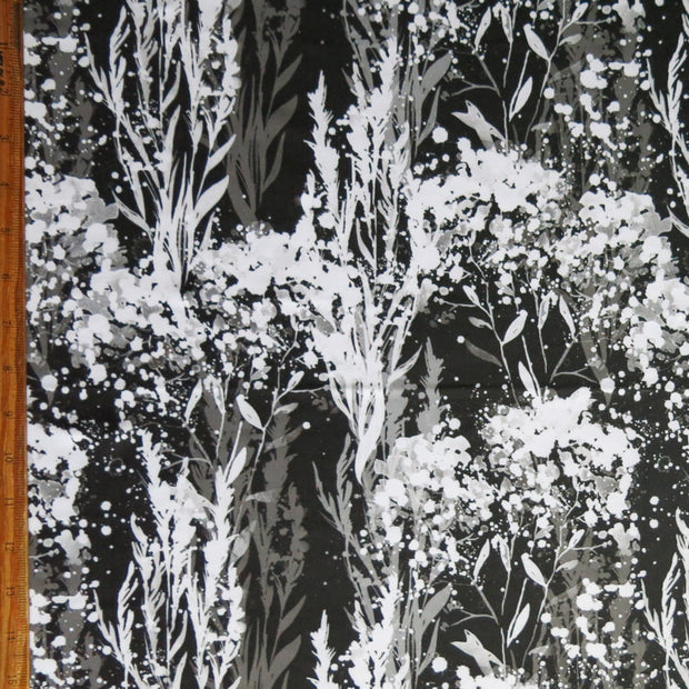 Olympus Black and White Bouquet Poly Spandex Athletic Jersey Knit Fabric