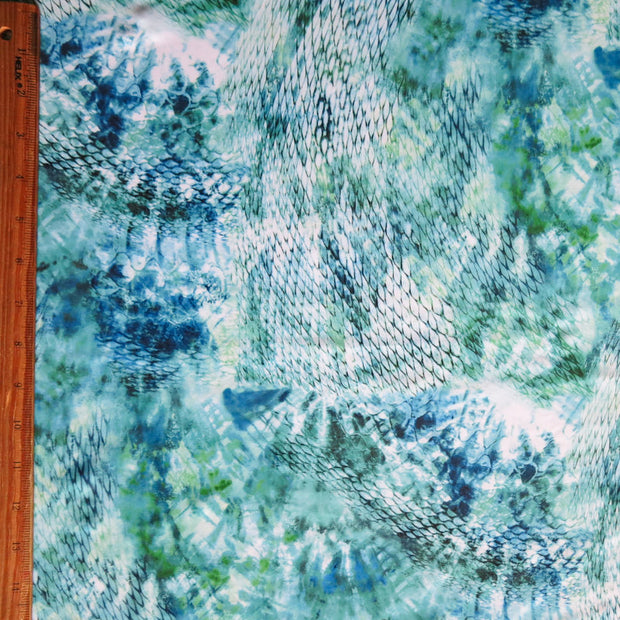 Olympus Blue/Green Abstract Snakeskin Poly Spandex Athletic Jersey Knit Fabric
