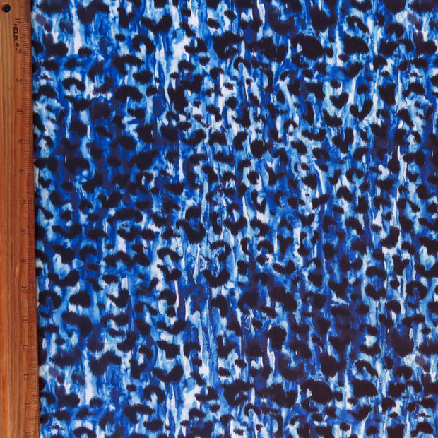 Blue Leopard Poly Spandex Swimsuit Fabric
