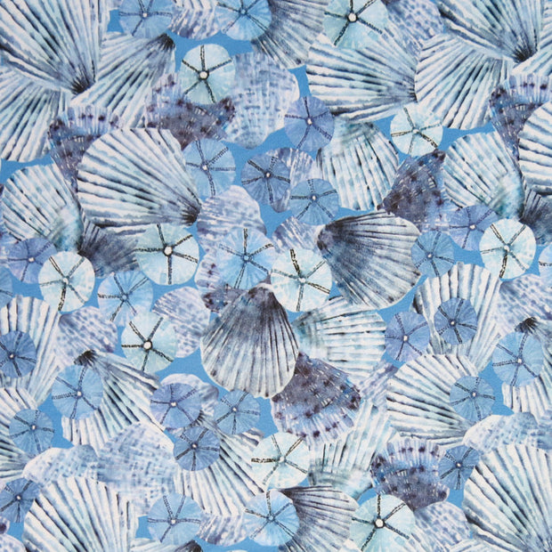 Blue Seashells Flow Stretch Boardshort Fabric