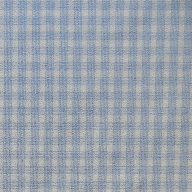 Blue and White Lined Gingham Stretch Woven Fabric