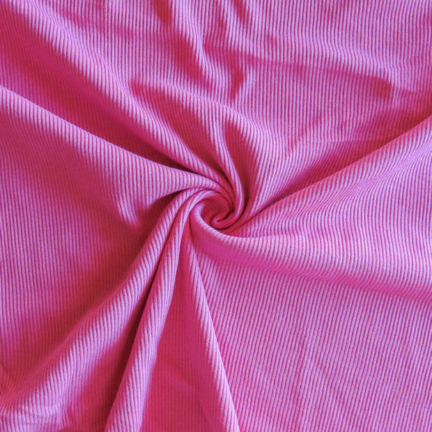 Bright Pink 2x1 Cotton Rib Knit Fabric