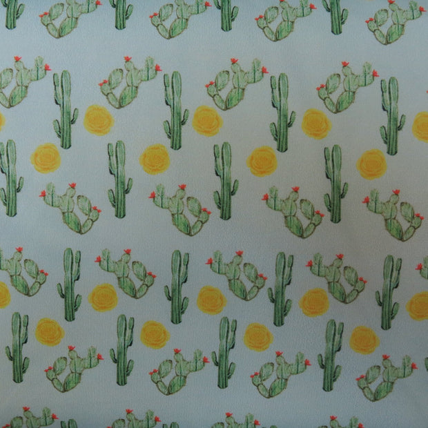 Cactus on Mint Nylon Spandex Swimsuit Fabric