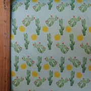 Cactus on Mint Nylon Spandex Swimsuit Fabric - 25" Remnant