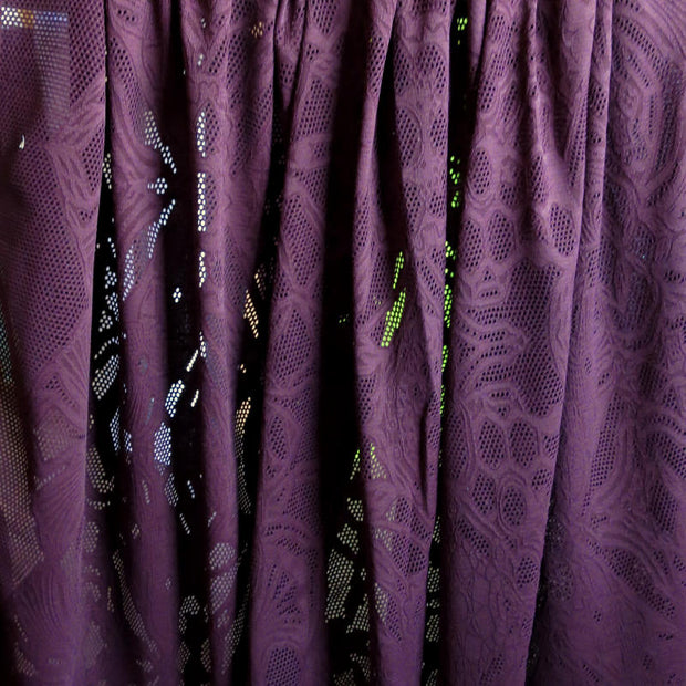 Carbon Merlot Floral Poly Lycra Mesh Fabric - 32" Remnant