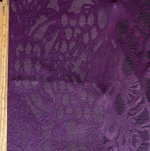 Carbon Merlot Floral Poly Lycra Mesh Fabric