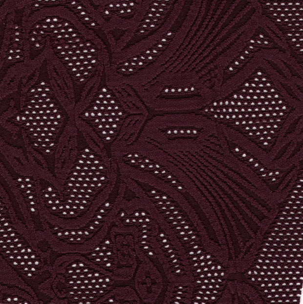 Carbon Merlot Floral Poly Lycra Mesh Fabric - 32" Remnant