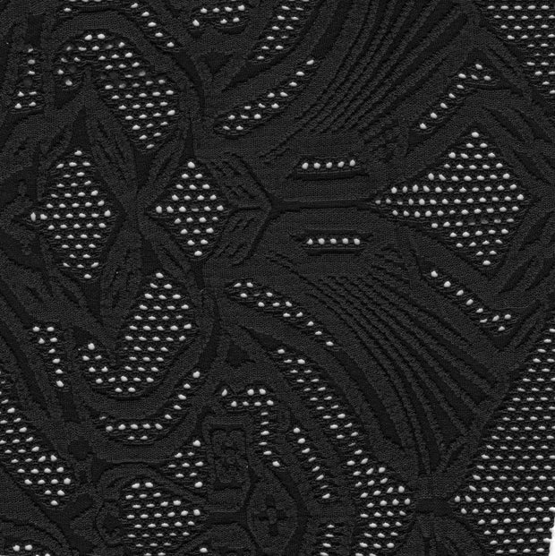 Carbon Black Floral Poly Lycra Mesh Fabric - 25" Remnant