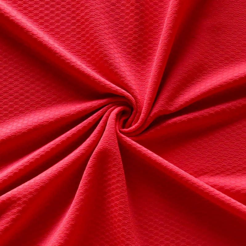 Challenge Red Dri-Fit Bubble Jacquard Poly Spandex Mesh Fabric – The Fabric  Fairy
