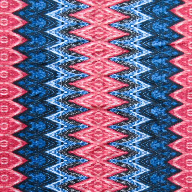 Coral and Navy Vertical Zig Zag Poly Spandex Swimsuit Fabric - 20" Remnant