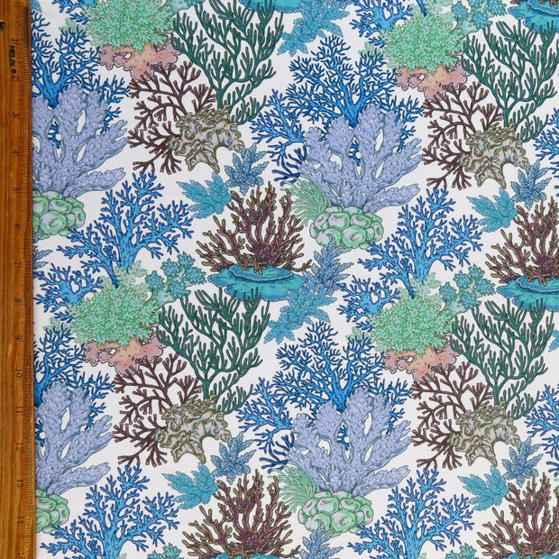 Coral Reef Poly Spandex Swimsuit Fabric, Cool Colorway