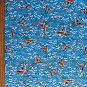 Cranes on Blue Nylon Spandex Swimsuit Fabric