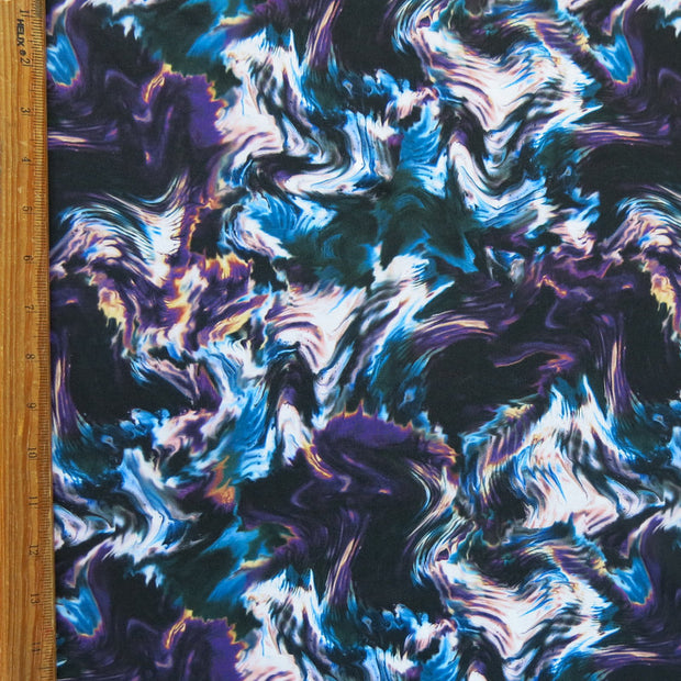 Dark Arty Swirl Flow Stretch Boardshort Fabric