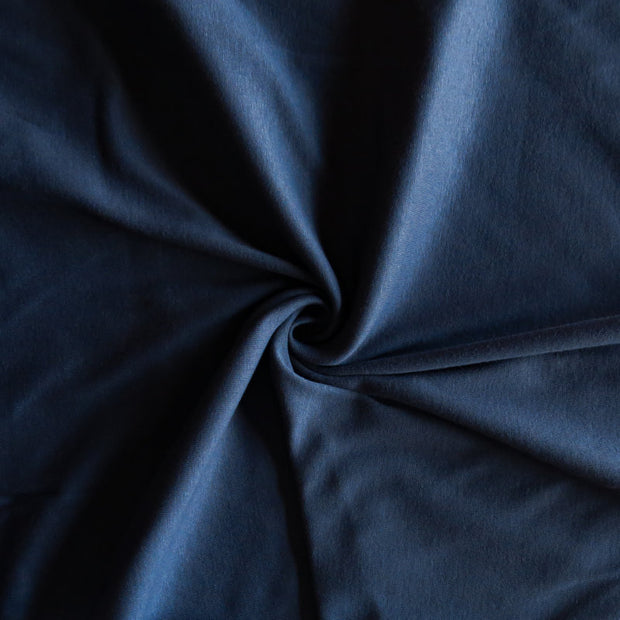 Dark Navy Cotton Rib Knit Fabric