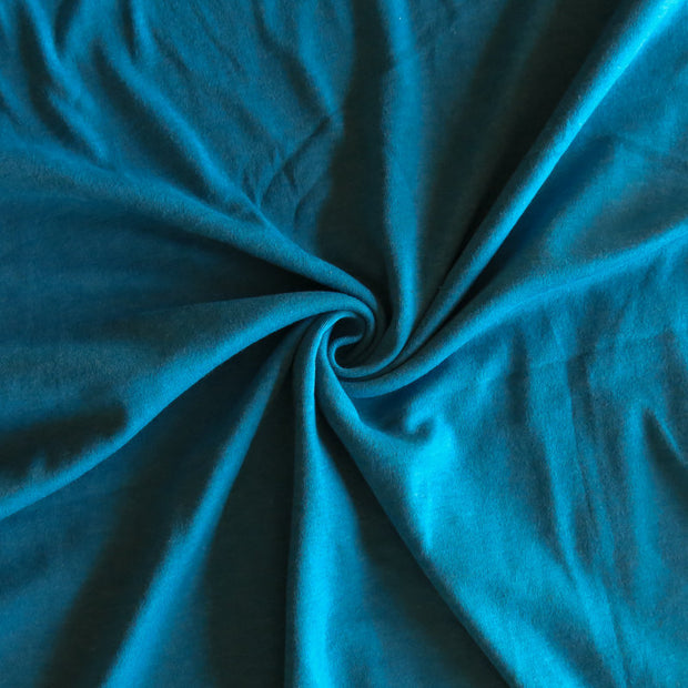 Heathered Dark Teal Cotton Rib Knit Fabric