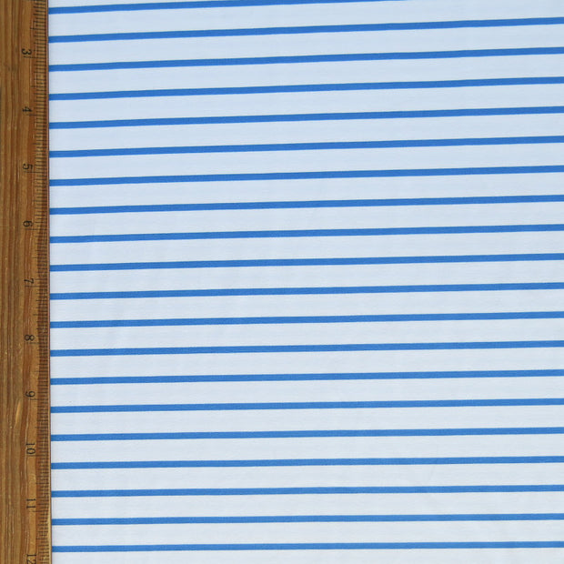 Denim Blue and White Stripe Nylon Spandex Swimsuit Fabric