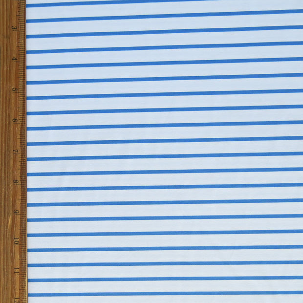 Denim Blue and White Stripe Nylon Spandex Swimsuit Fabric