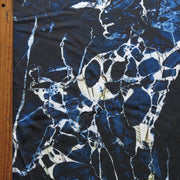 Dark Navy and Off White Marble Flow Stretch Boardshort Fabric