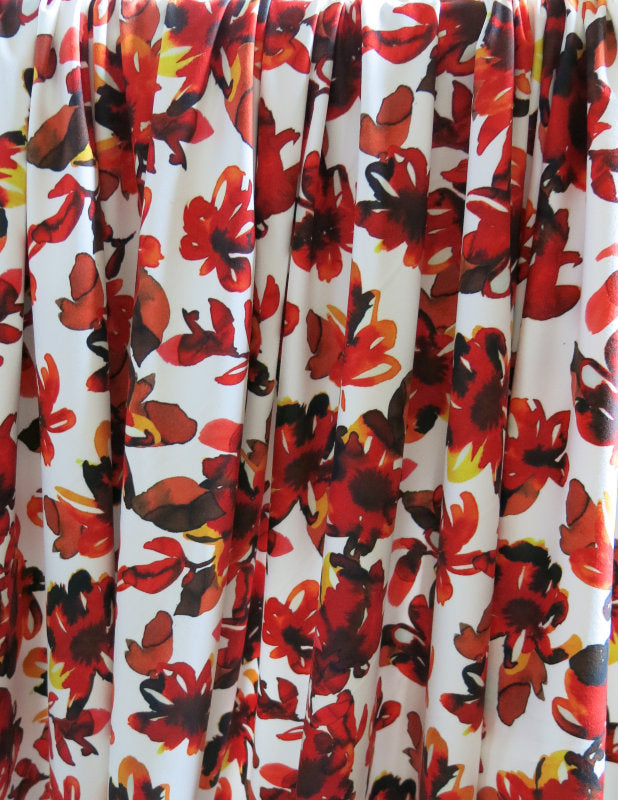 Floral Flames Poly Spandex Brushed Jersey Knit Fabric