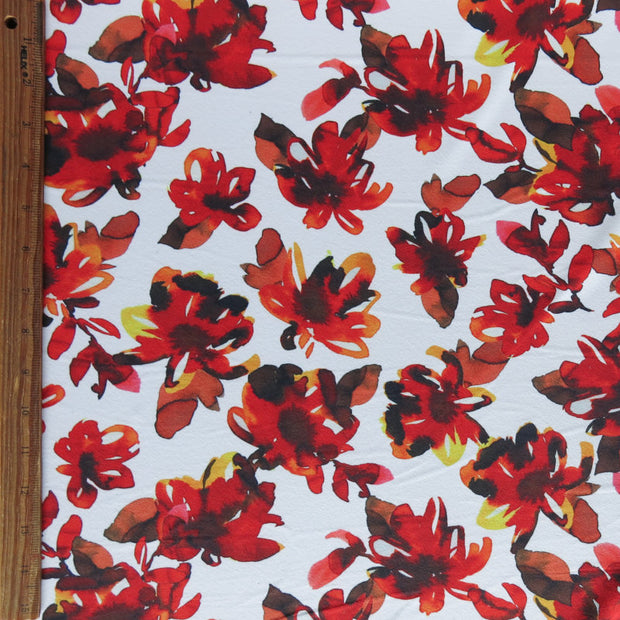 Floral Flames Poly Spandex Brushed Jersey Knit Fabric
