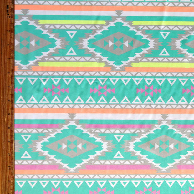 Fluorescent Aztec Nylon Spandex Swimsuit Fabric