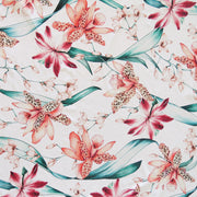 Fly Away Orchid White Nylon Spandex Swimsuit Fabric, Peach Colorway