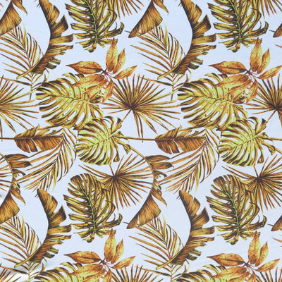 Golden Palm Fronds Poly Spandex Swimsuit Fabric