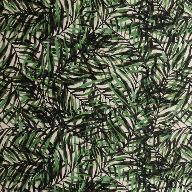Jaguar Green Ferns on Yellow Nylon Spandex Athletic/Swimsuit Knit Fabric