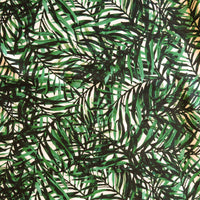 Green Ferns on Yellow Nylon Spandex Swimsuit Fabric