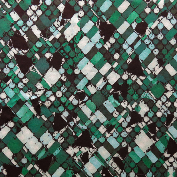 Green Mosaic Flow Stretch Boardshort Fabric