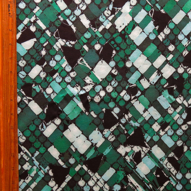 Green Mosaic Flow Stretch Boardshort Fabric