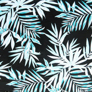 Green and White Foliage on Black Nylon Spandex Swimsuit Fabric