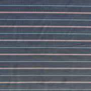 Pink and Blue Stripe on Grey Stretch Woven Fabric