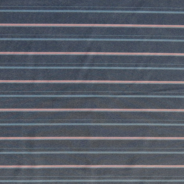 Pink and Blue Stripe on Grey Stretch Woven Fabric
