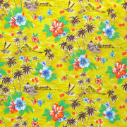 Hawaiian Paradise on Yellow Nylon Spandex Swimsuit Fabric