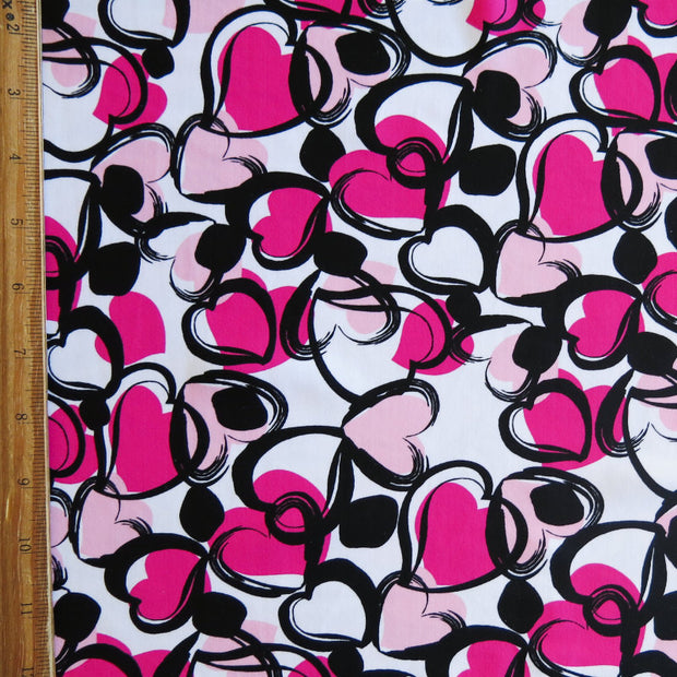 Sweet Hearts Nylon Spandex Swimsuit Fabric, Pink Colorway