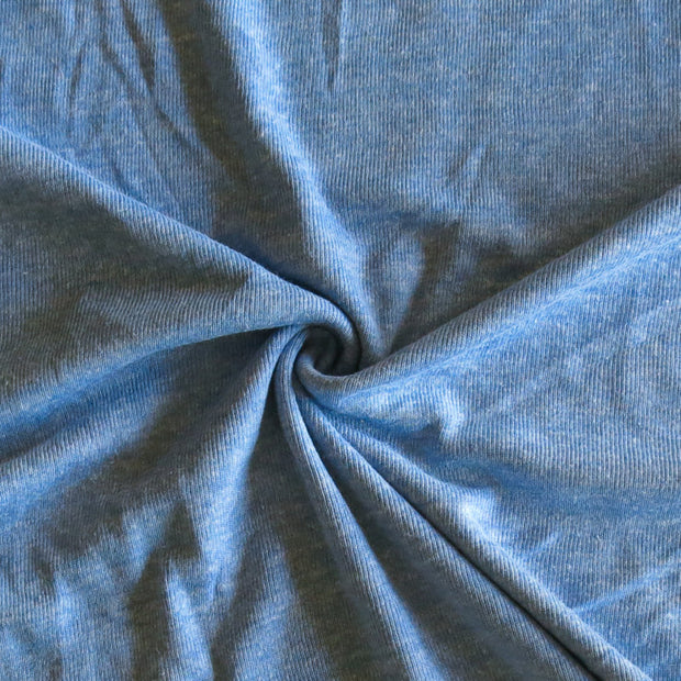 Heathered Chambray Blue Cotton Rib Knit Fabric