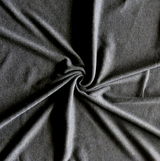 Heathered Charcoal Cotton Poly Rib Knit Fabric