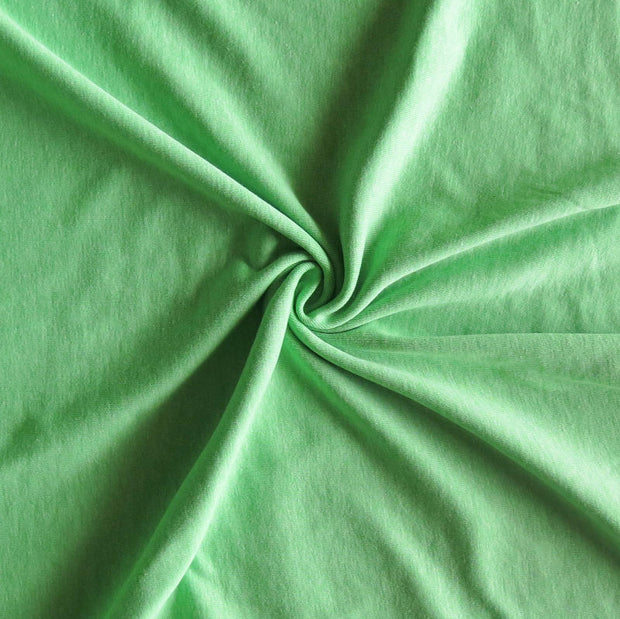 Heathered Spring Green Cotton Poly Rib Knit Fabric
