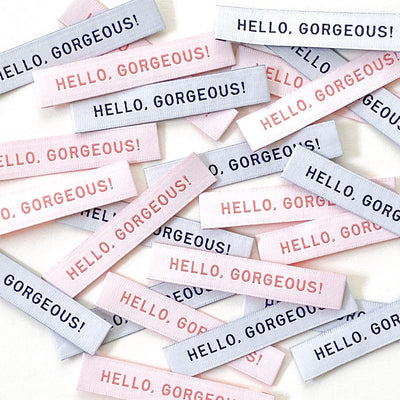 "Hello Gorgeous" 10 Pack Woven Labels by Kylie and the Machine