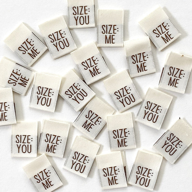 "Size:Me/You" 8 Pack Woven Labels by Kylie and the Machine