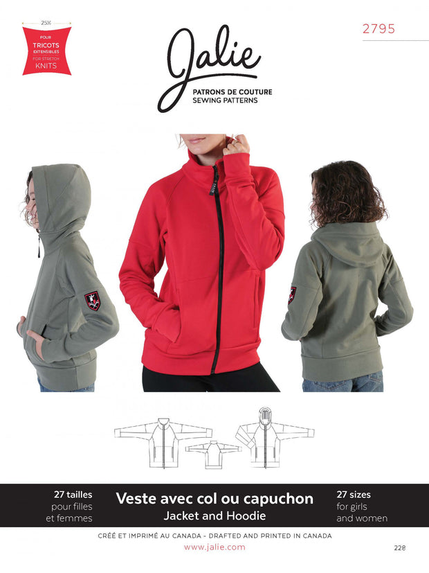 Zip Front Jacket and Hoodie Sewing Pattern by Jalie