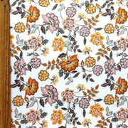 Jacobean Floral on White Nylon Spandex swimsuit Fabric