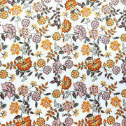 Jacobean Floral on White Nylon Spandex swimsuit Fabric