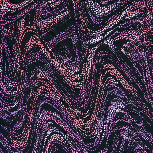 Jaguar Pebble Waves Nylon Spandex Athletic/Swimsuit Knit Fabric, Purple/Pink Colorway