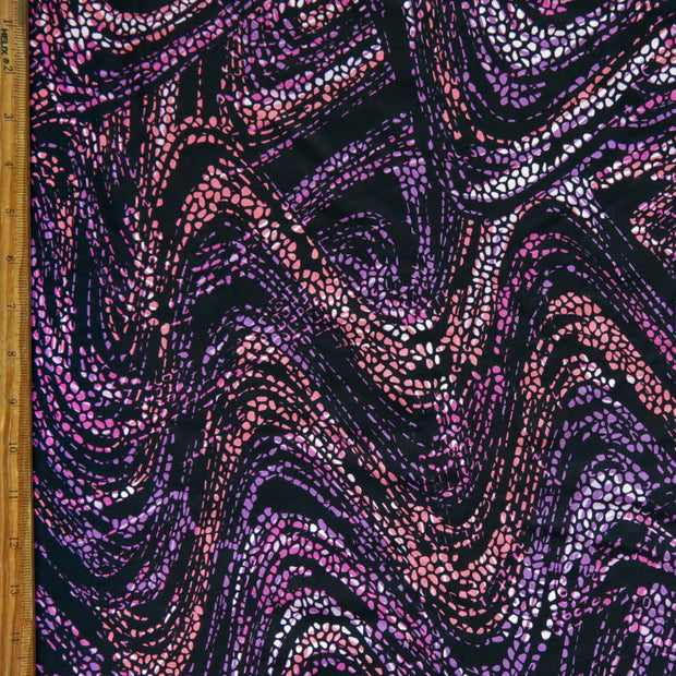 Jaguar Pebble Waves Nylon Spandex Athletic/Swimsuit Knit Fabric, Purple/Pink Colorway