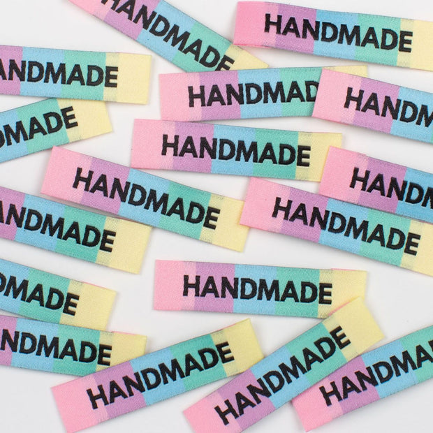 Rainbow "Handmade" 10 Pack Woven Labels by Kylie and the Machine