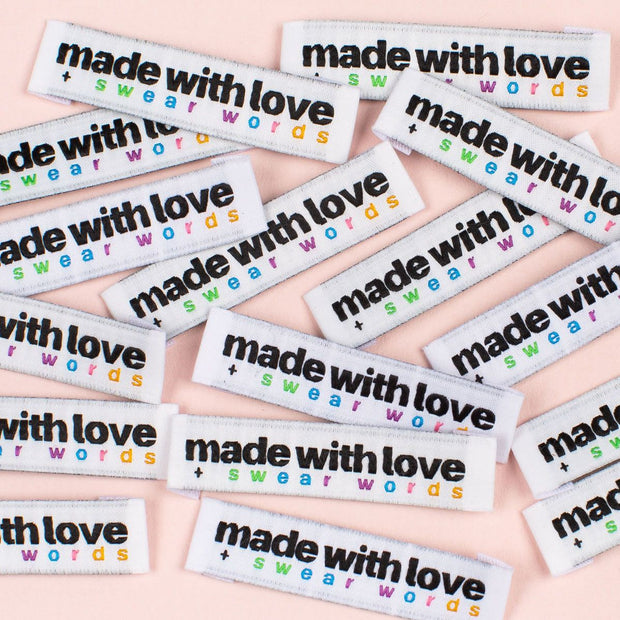 "Made with Love and Swear Words" 10 Pack Woven Labels by Kylie and the Machine
