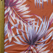 Large Scale Foliage on Terra Cotta Poly Spandex Swimsuit Fabric